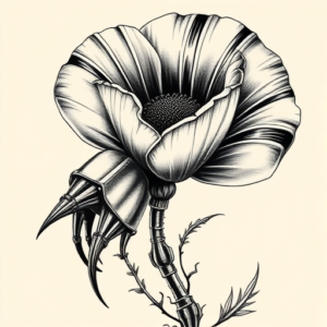 Biomechanical Poppy Tattoo