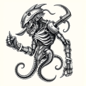 Biomechanical Poseidon Tattoo