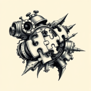 Biomechanical Puzzle Tattoo