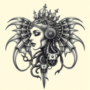 Biomechanical Queen Tattoo