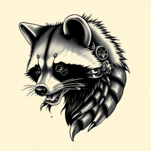 Biomechanical Raccoon Tattoo