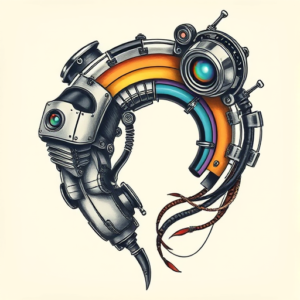 Biomechanical Rainbow Tattoo