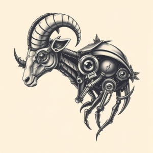 Biomechanical Ram Tattoo