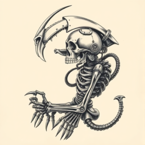 Biomechanical Reaper Tattoo