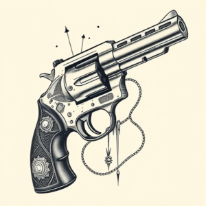 Biomechanical Revolver Tattoo