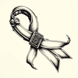 Biomechanical Ribbon Tattoo