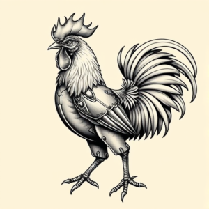 Biomechanical Rooster Tattoo