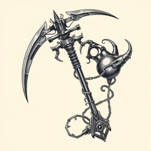 Biomechanical Scythe Tattoo