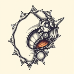 Biomechanical Seashell Tattoo