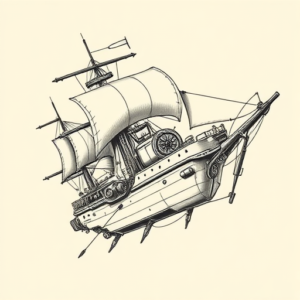 Biomechanical Ship Tattoo