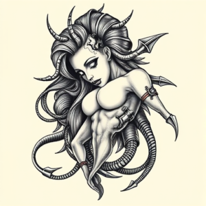 Biomechanical Siren Tattoo