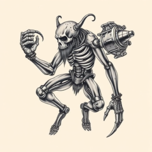 Biomechanical Sisyphus Tattoo