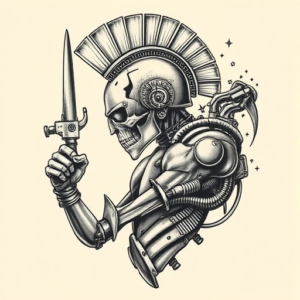 Biomechanical Spartan Tattoo