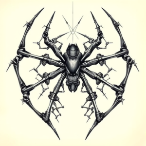 Biomechanical Spiderweb Tattoo