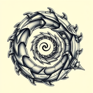 Biomechanical Spiral Tattoo