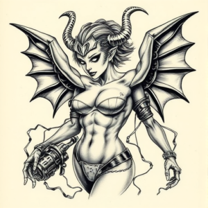 Biomechanical Succubus Tattoo