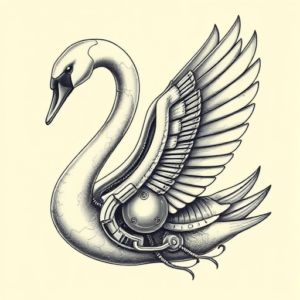 Biomechanical Swan Tattoo