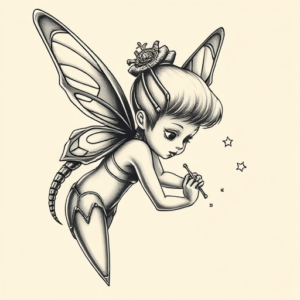 Biomechanical Tinkerbell Tattoo