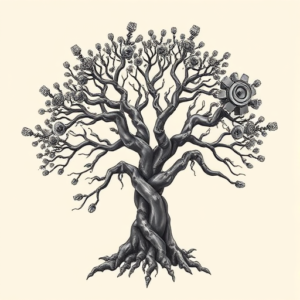 Biomechanical Tree Tattoo
