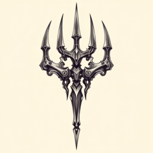 Biomechanical Trident Tattoo