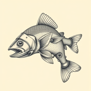 Biomechanical Trout Tattoo