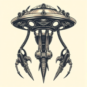Biomechanical Ufo Tattoo