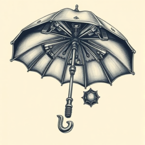 Biomechanical Umbrella Tattoo
