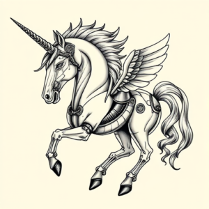 Biomechanical Unicorn Tattoo