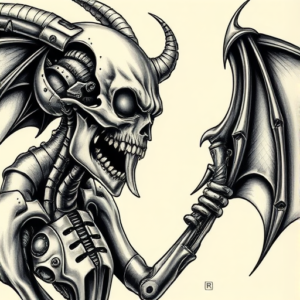 Biomechanical Vampire Tattoo