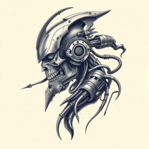 Biomechanical Warrior Tattoo