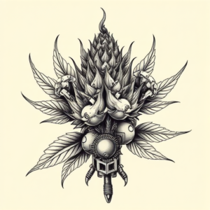 Biomechanical Weed Tattoo