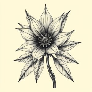 Biomechanical Wildflower Tattoo