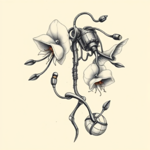 Biomechanical Wisteria Tattoo