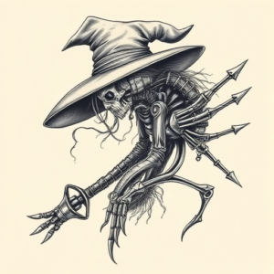 Biomechanical Witch Tattoo