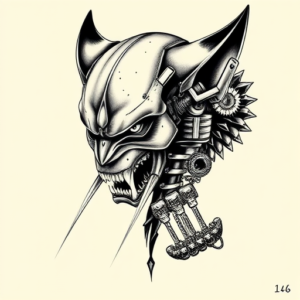 Biomechanical Wolverine Tattoo