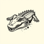 Black And Grey Alligator Tattoo