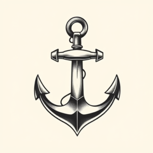 Black And Grey Anchor Tattoo