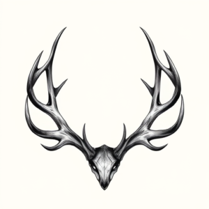 Black And Grey Antler Tattoo