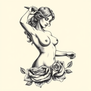 Black And Grey Aphrodite Tattoo