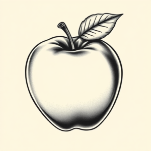 Black And Grey Apple Tattoo