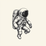 Black And Grey Astronaut Tattoo
