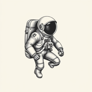 Black And Grey Astronaut Tattoo