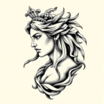 Black And Grey Athena Tattoo