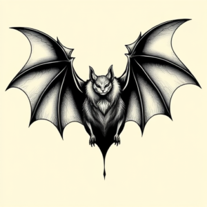 Black And Grey Bat Tattoo