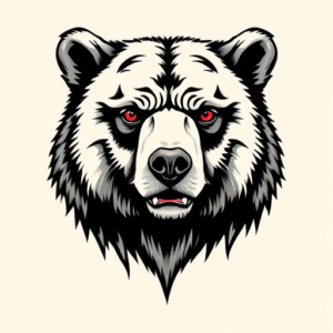 Black And Grey Bear Tattoo