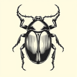 Black And Grey Beetle Tattoo