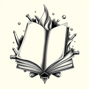 Black And Grey Book Tattoo