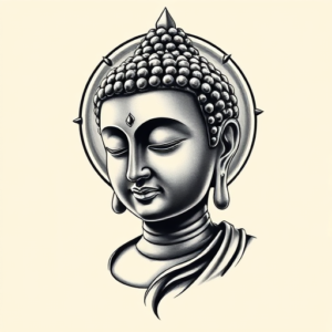 Black And Grey Buddha Tattoo