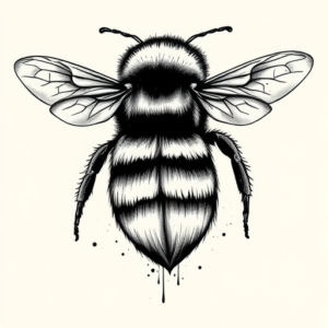 Black And Grey Bumblebee Tattoo