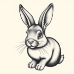 Black And Grey Bunny Tattoo